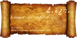 Lenger Árpád névjegykártya